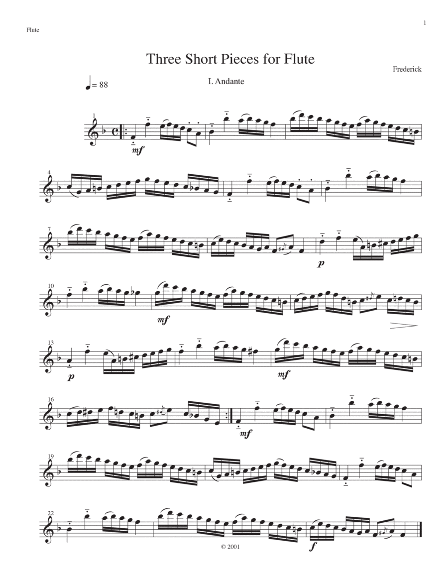 Book cover for Three Short Pieces For Flute