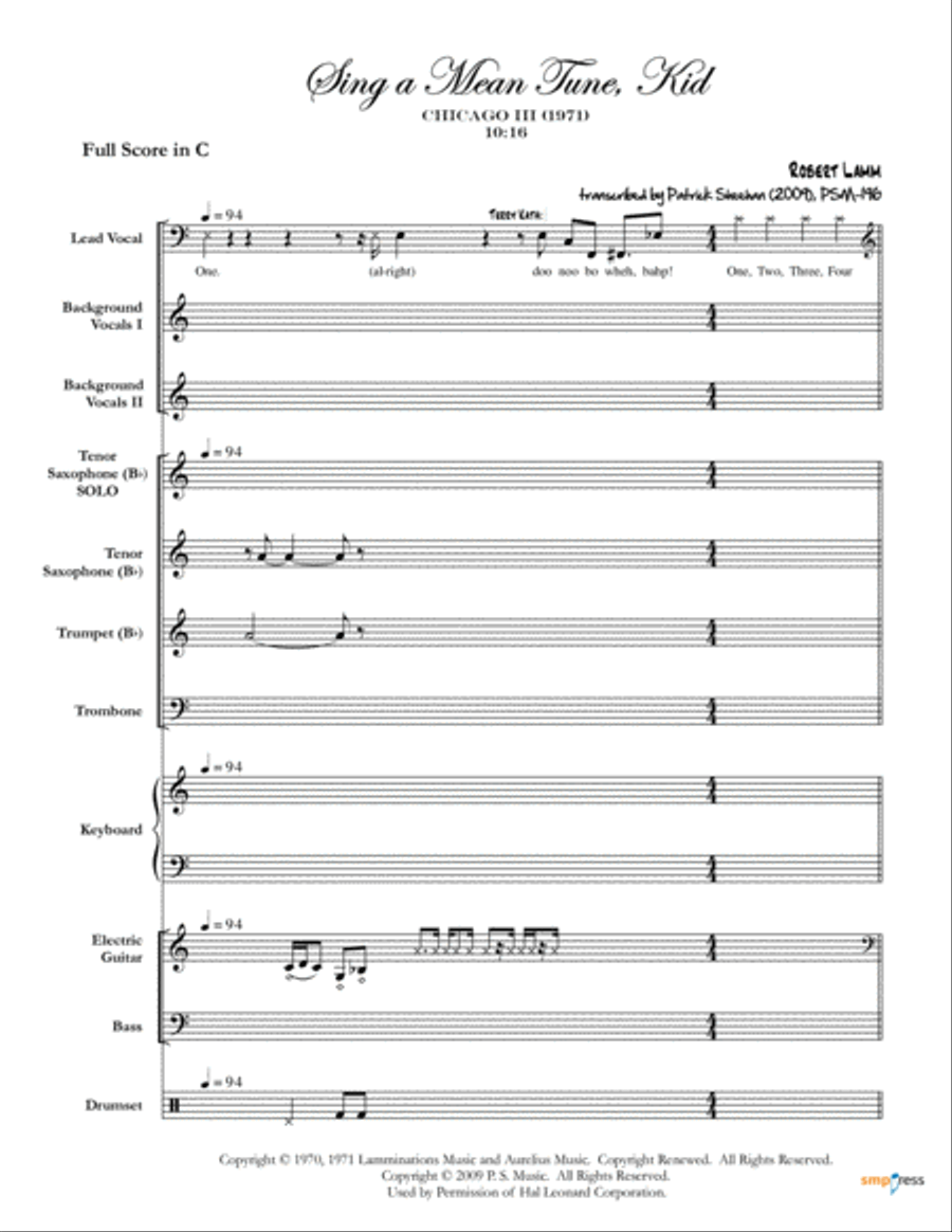 Sing A Mean Tune, Kid Small Ensemble scores gallery preview page 1