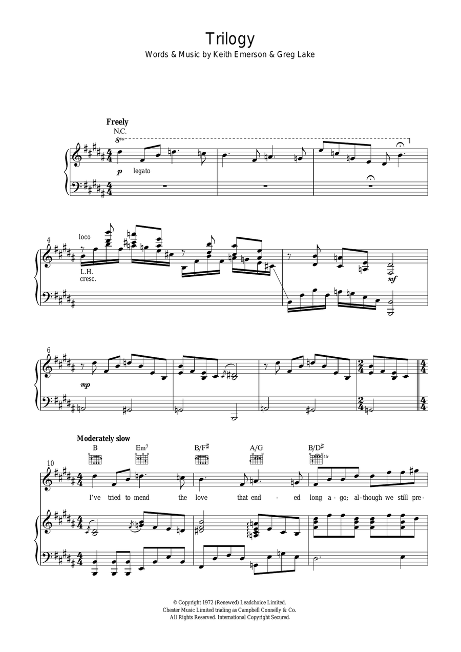 Trilogy Piano, Vocal scores gallery preview page 1