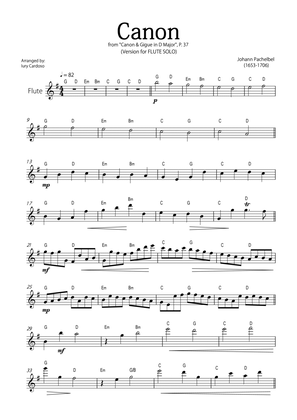 "Canon" by Pachelbel - Version for FLUTE SOLO.