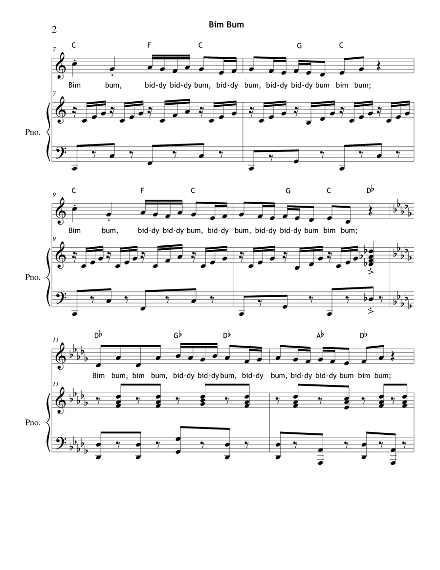 Bim Bum (An American Folk Song/Game) Unison Choir scores gallery preview page 2