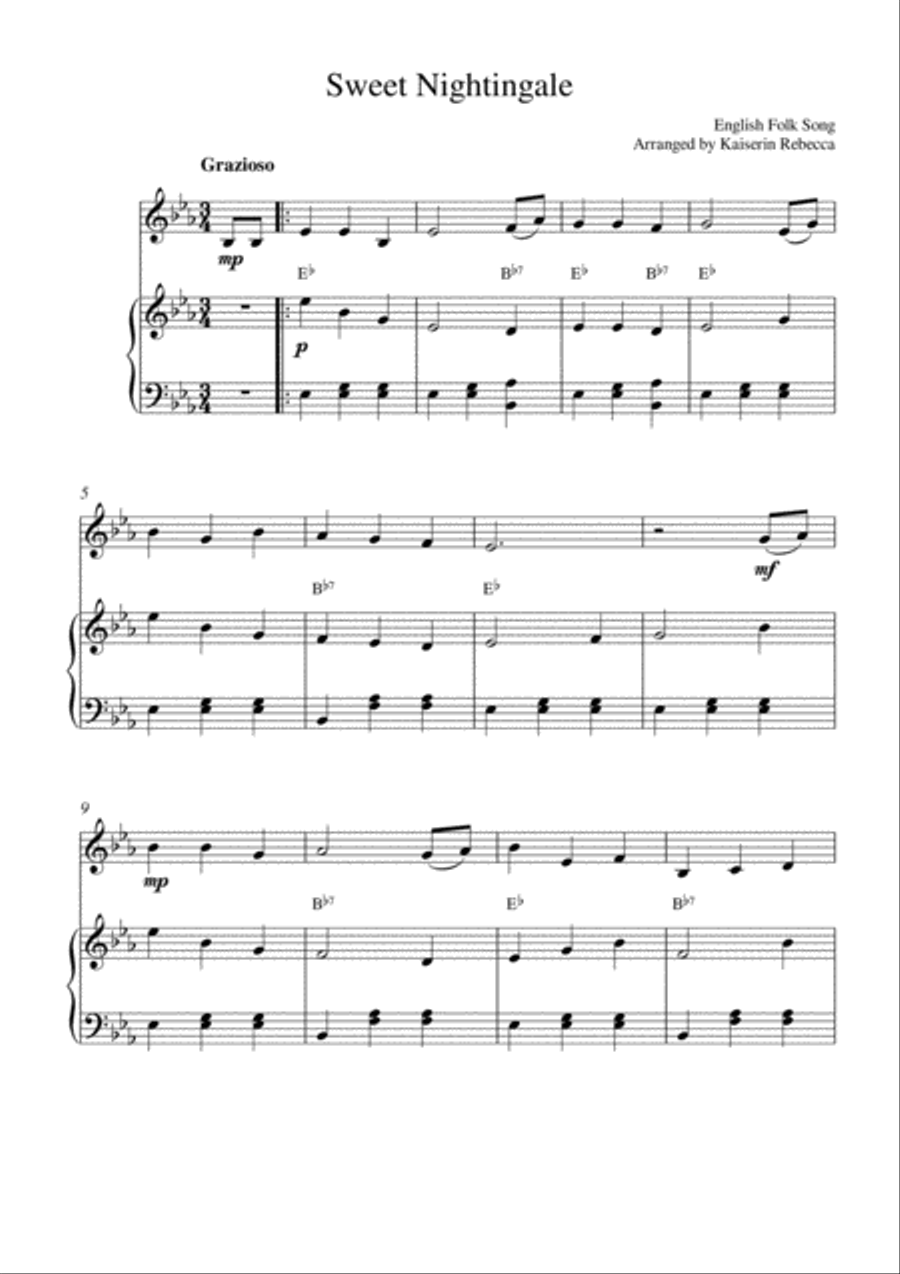 Sweet Nightingale Piano scores gallery preview page 1