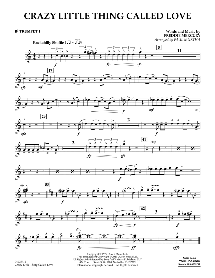Crazy Little Thing Called Love (arr. Paul Murtha) - Bb Trumpet 1