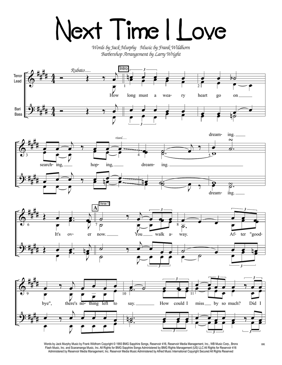 Next Time I Love SSAA scores gallery preview page 1