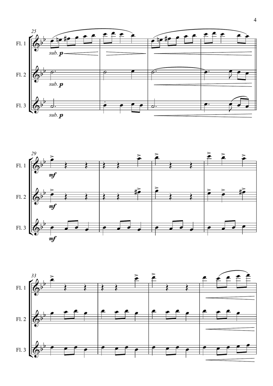 Carol of the Bells (Ukrainian Bell Carol) - Flute Trio Flute Trio scores gallery preview page 5