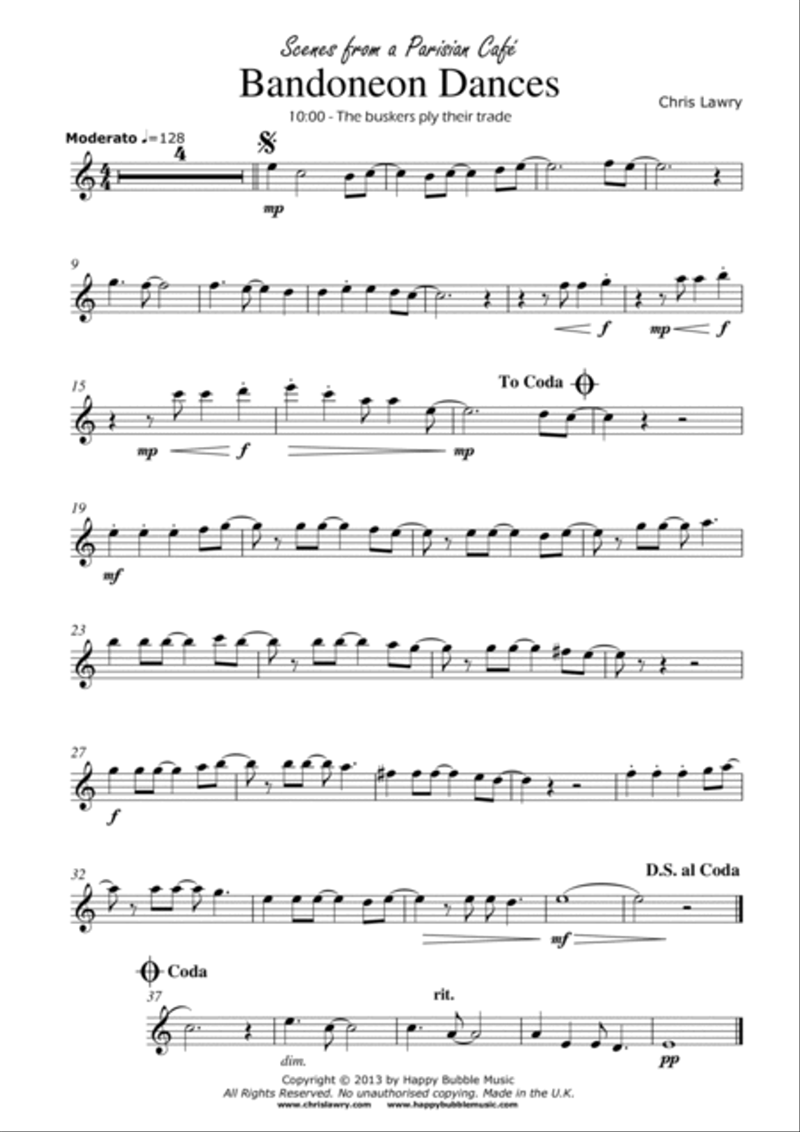 Bandoneon Dances - for Alto Saxophone & Piano Alto Saxophone scores gallery preview page 2