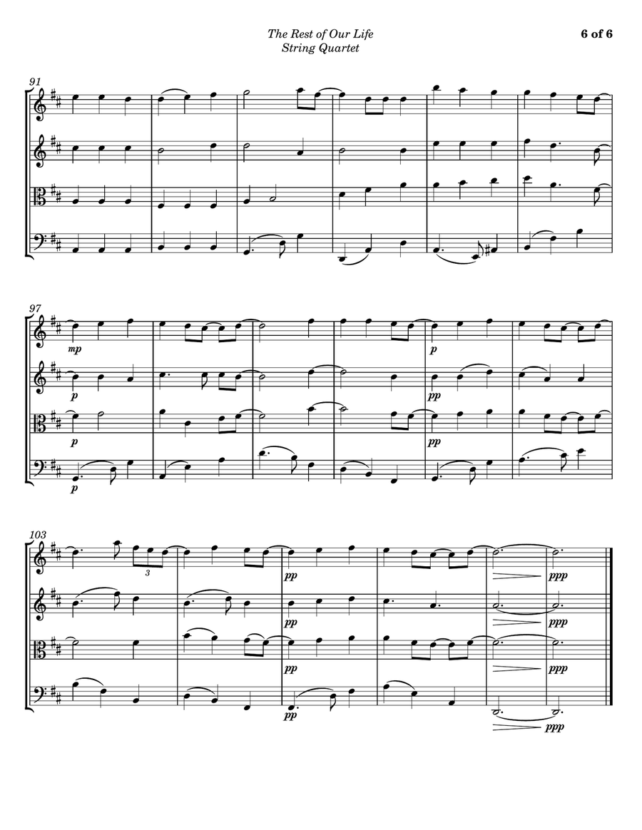 The Rest Of Our Life String Quartet scores gallery preview page 6