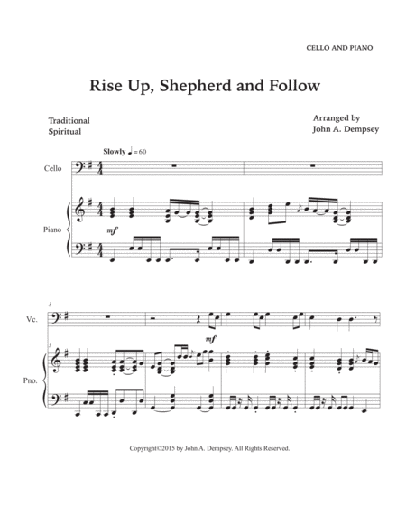 Rise Up, Shepherd and Follow (Cello and Piano) image number null