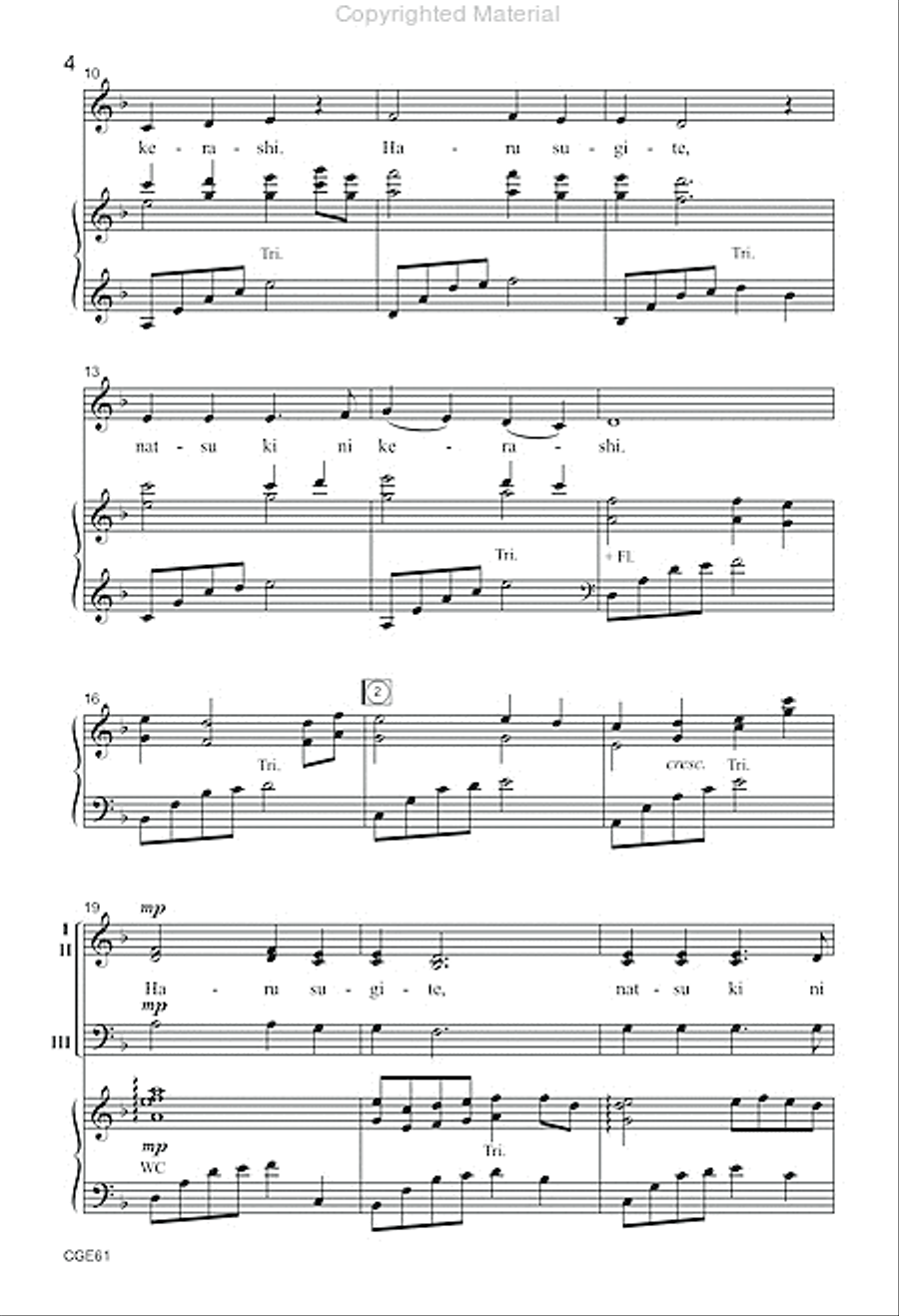 Haru Sugite (Three-part Mixed with opt. flute & percussion) 3-Part scores gallery preview page 3
