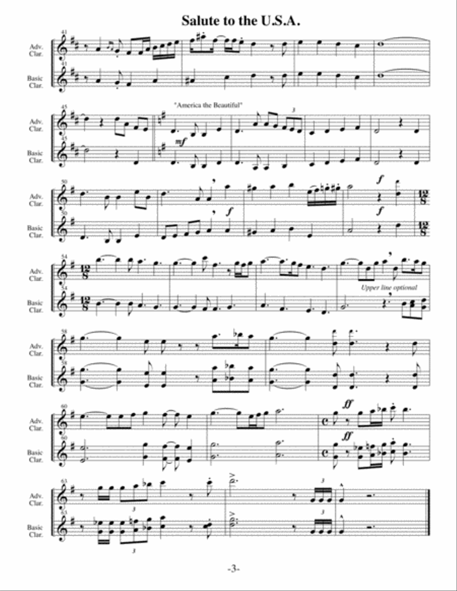 Salute to the USA (Arrangements Level 3-5 for CLARINET + Written Acc) Clarinet Solo scores gallery preview page 4