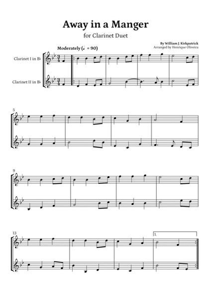 5 Christmas Carols (Clarinet Duet) - Easy Intermediate Level image number null