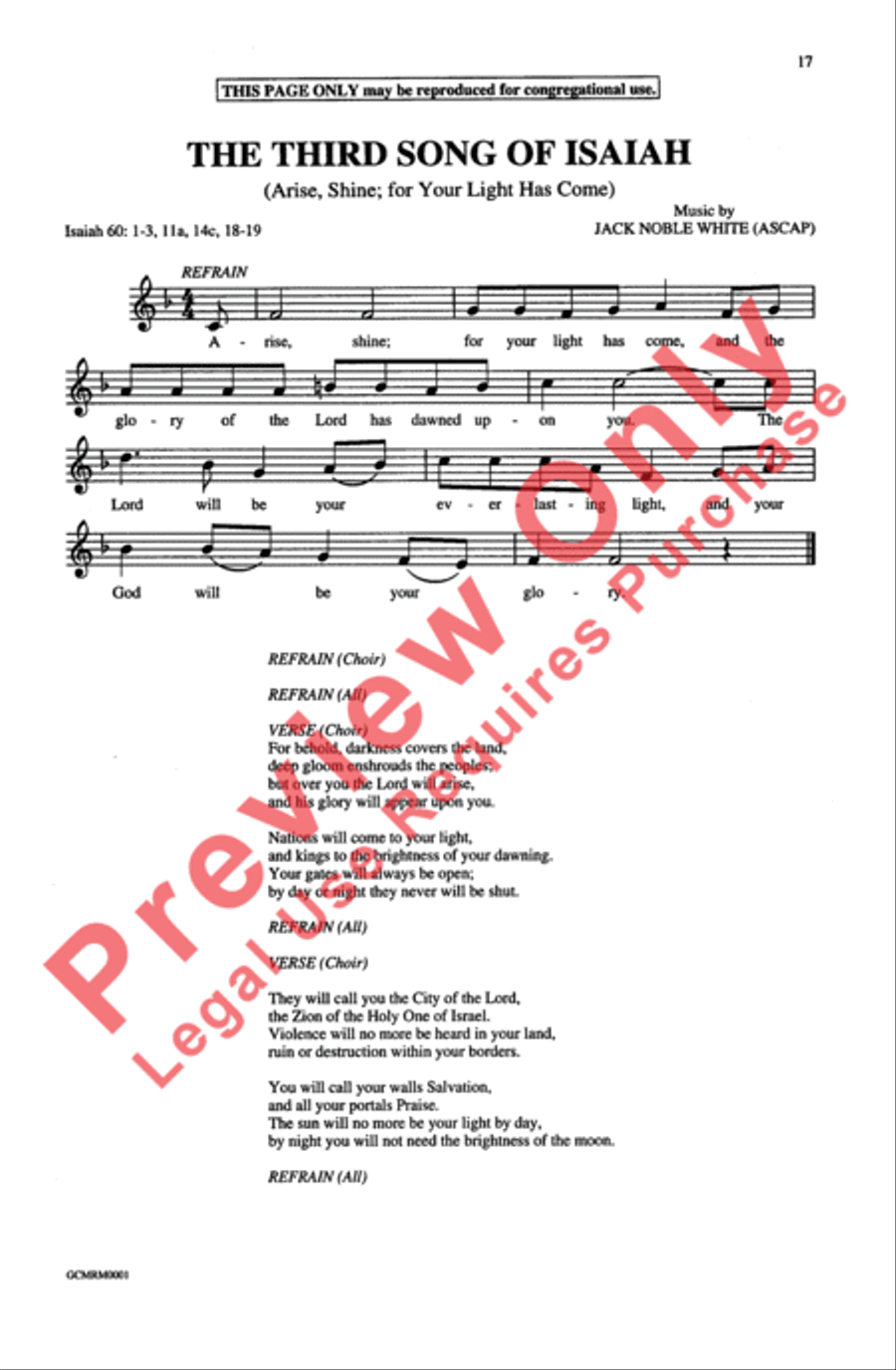 The Third Song of Isaiah (Arise, Shine; for Your Light Has Come) 4-Part scores gallery preview page 17