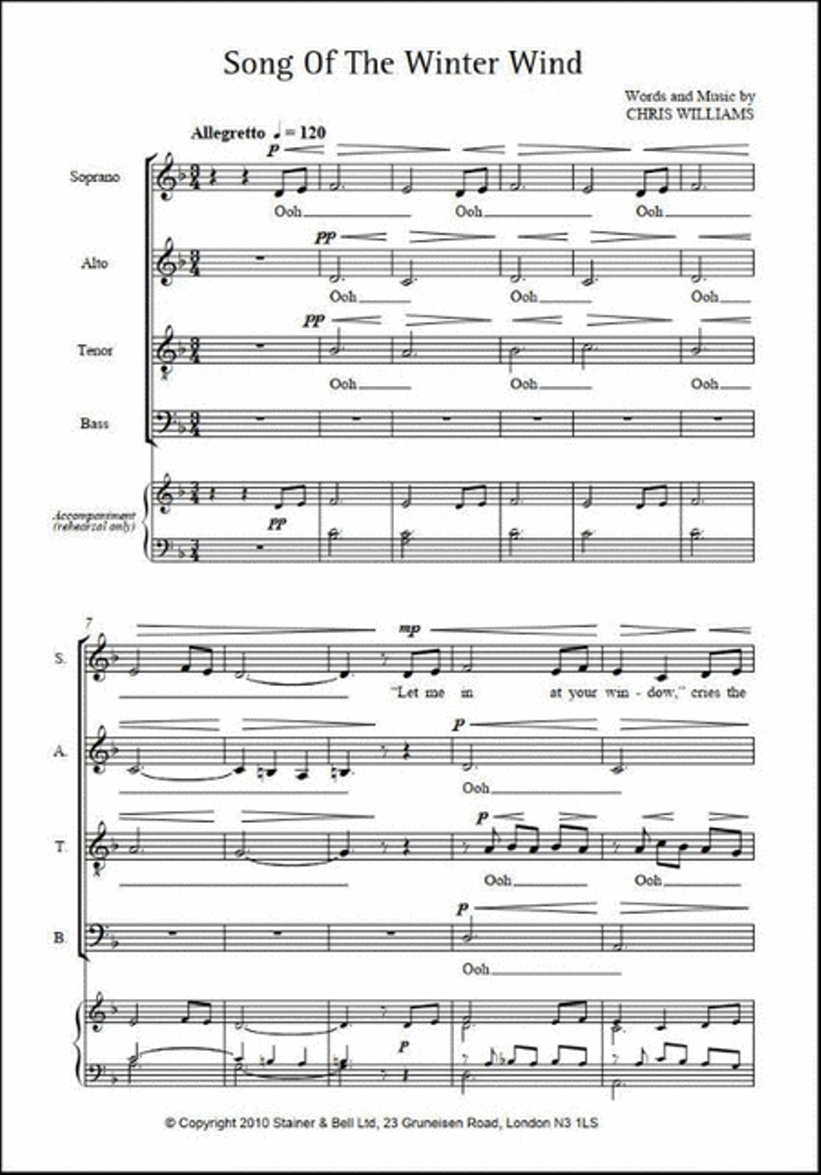 Song of the Winter Wind 4-Part scores gallery preview page 2