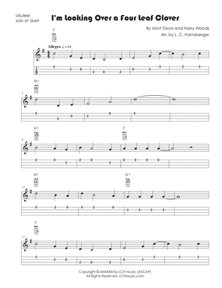 I'm Looking Over A Four Leaf Clover (Easy Ukulele TAB with Chords) image number null