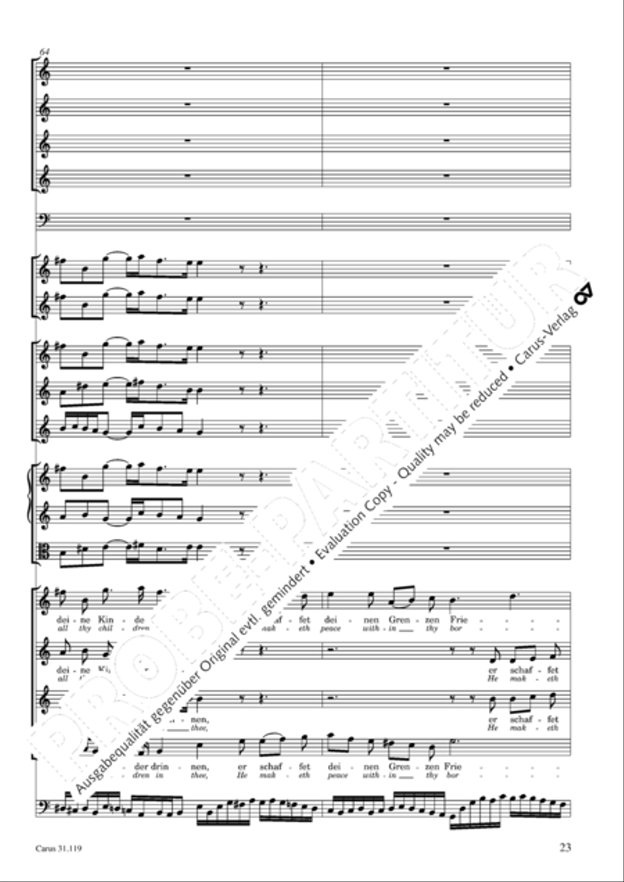 Praise the Lord, O Jerusalem (Preise, Jerusalem, den Herrn) 4-Part scores gallery preview page 24