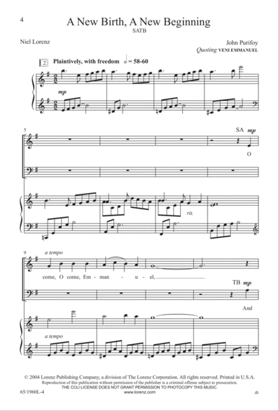 A New Birth...A New Beginning 4-Part scores gallery preview page 5