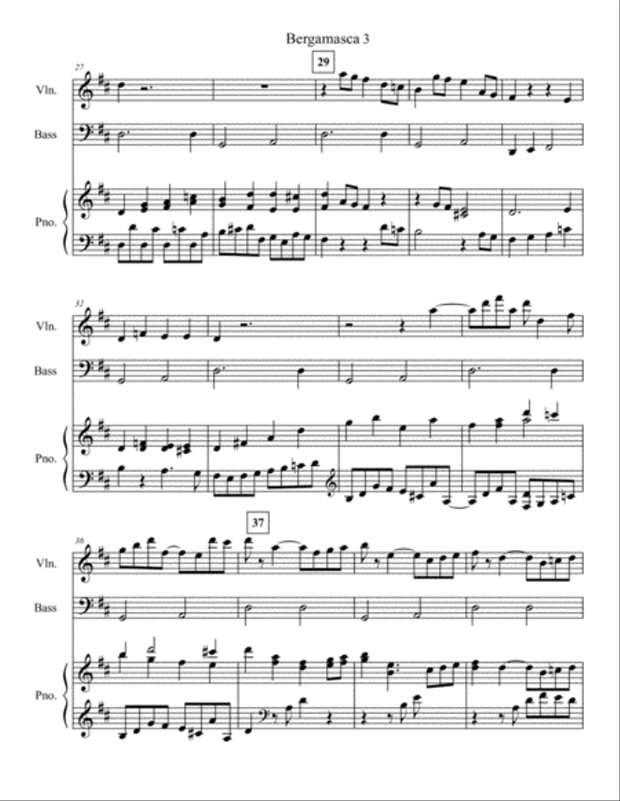 Antiche danze et arie per liuto, Suite No.2, IV. Bergamasca Double Bass scores gallery preview page 3