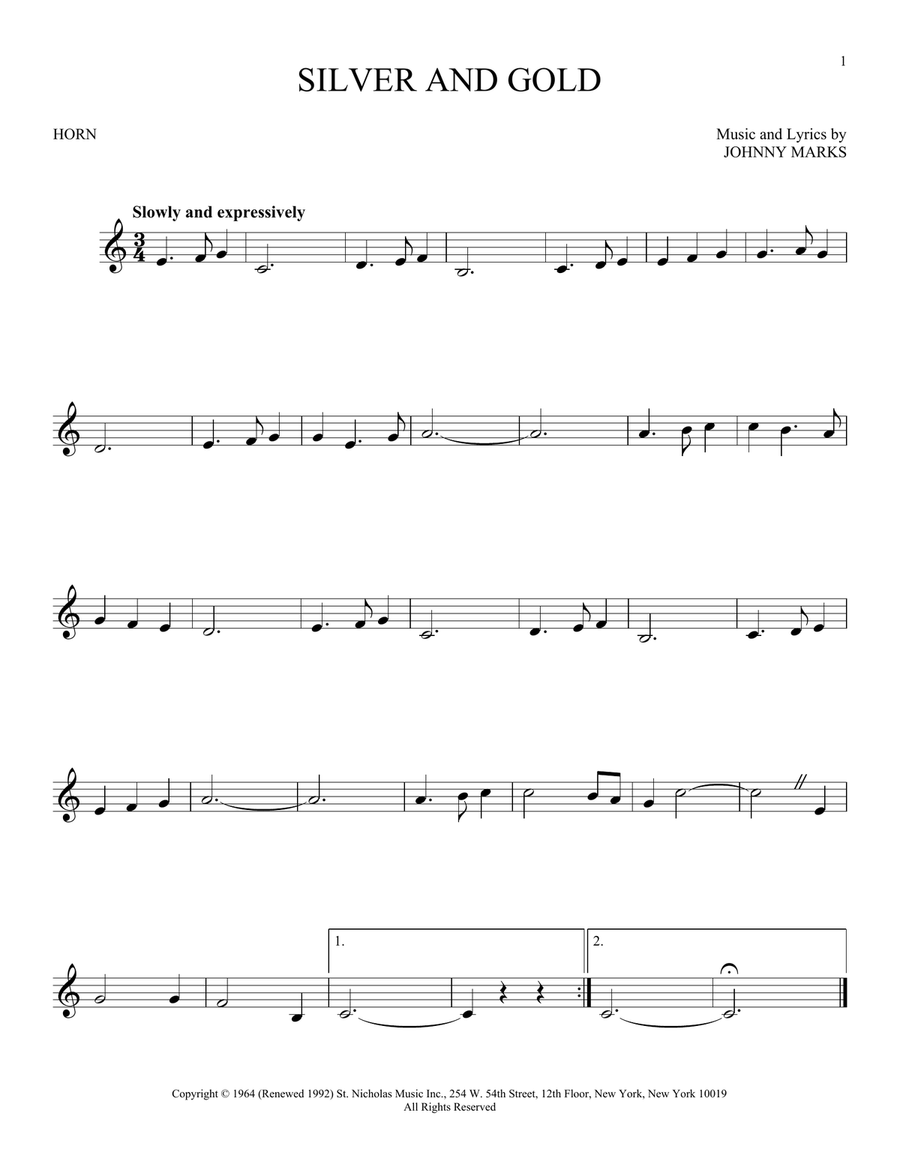 Silver And Gold Horn Solo scores gallery preview page 1