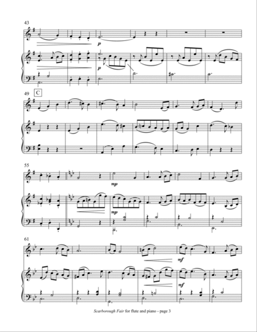 Scarborough Fair (for flute and piano) Flute scores gallery preview page 5