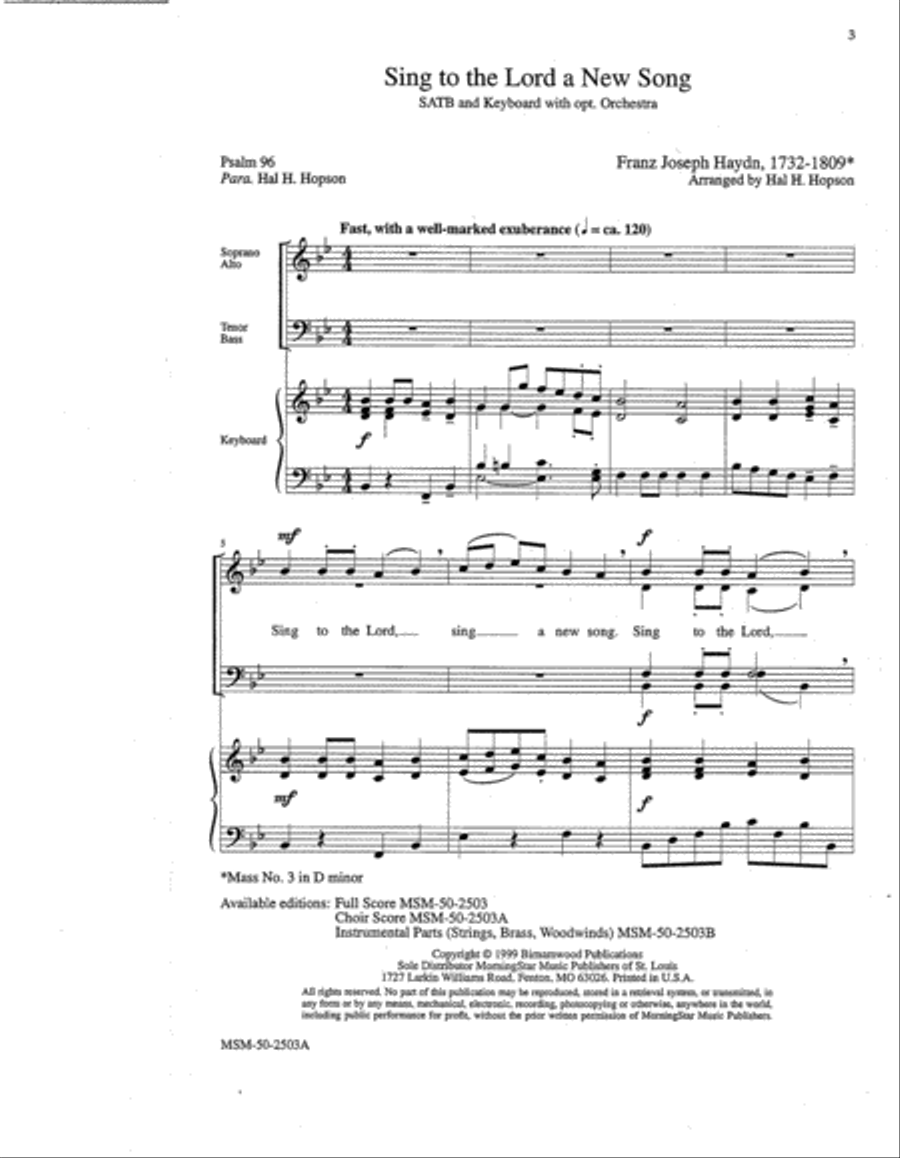 Sing to the Lord a New Song (Choral Score) image number null