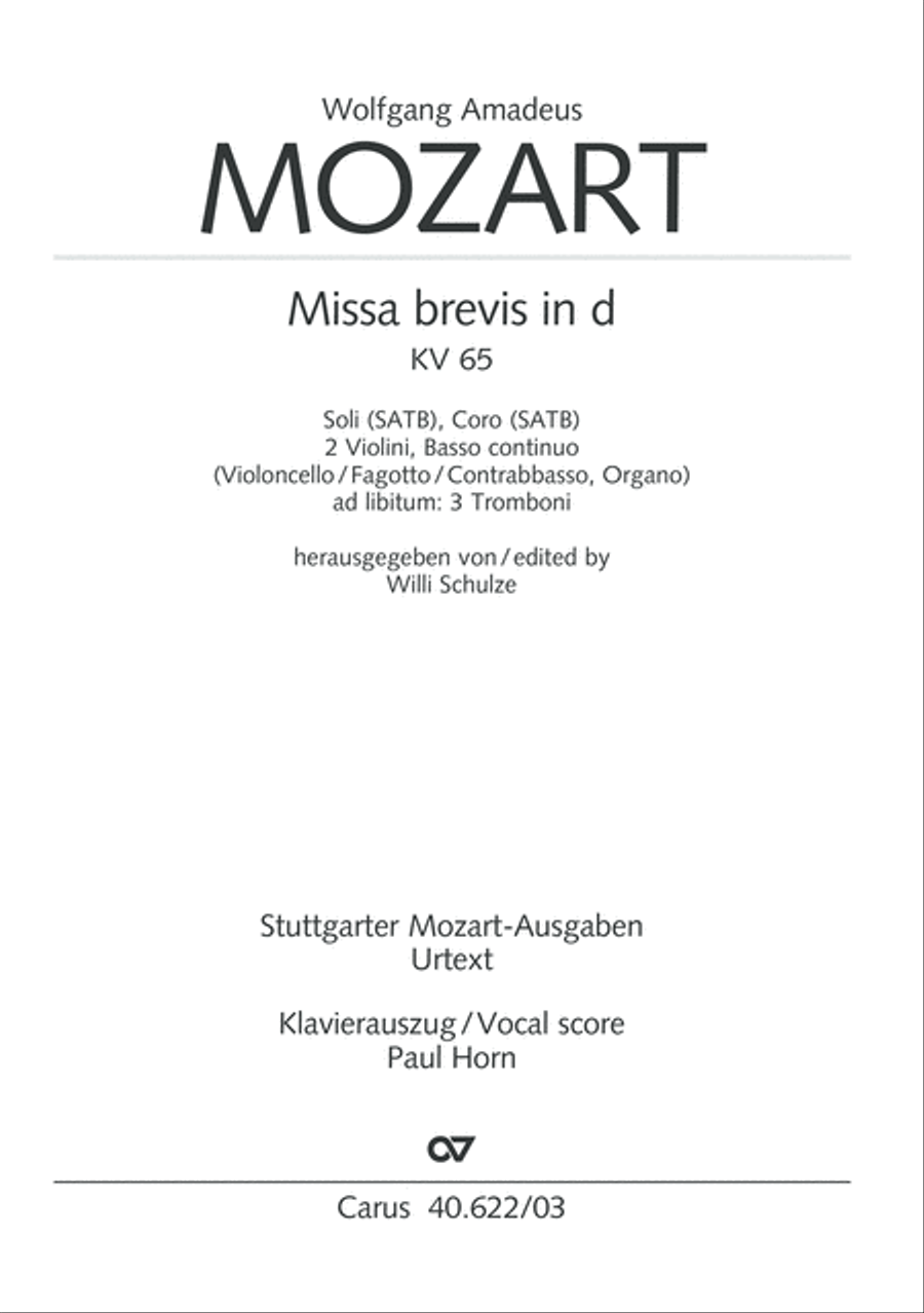 Missa brevis in D minor Missa brevis in D minor 4-Part scores gallery preview page 2