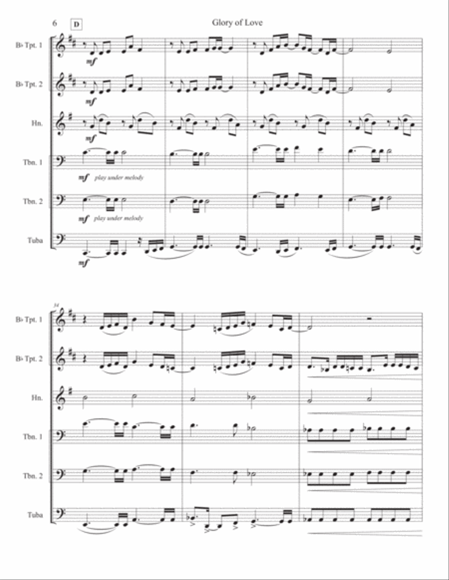 Glory Of Love Theme from KARATE KID PART II Brass Ensemble scores gallery preview page 6