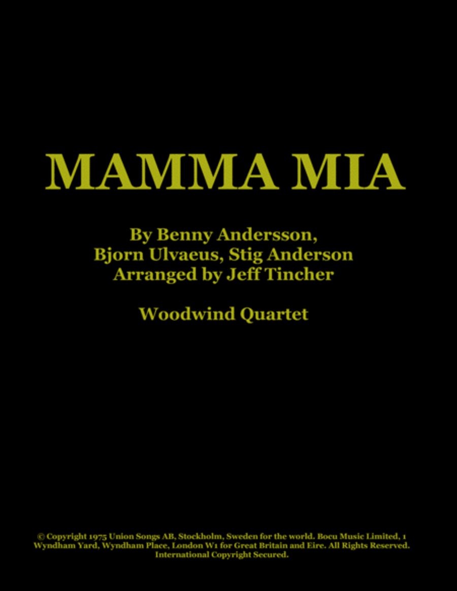 Mamma Mia Woodwind Quartet scores gallery preview page 1