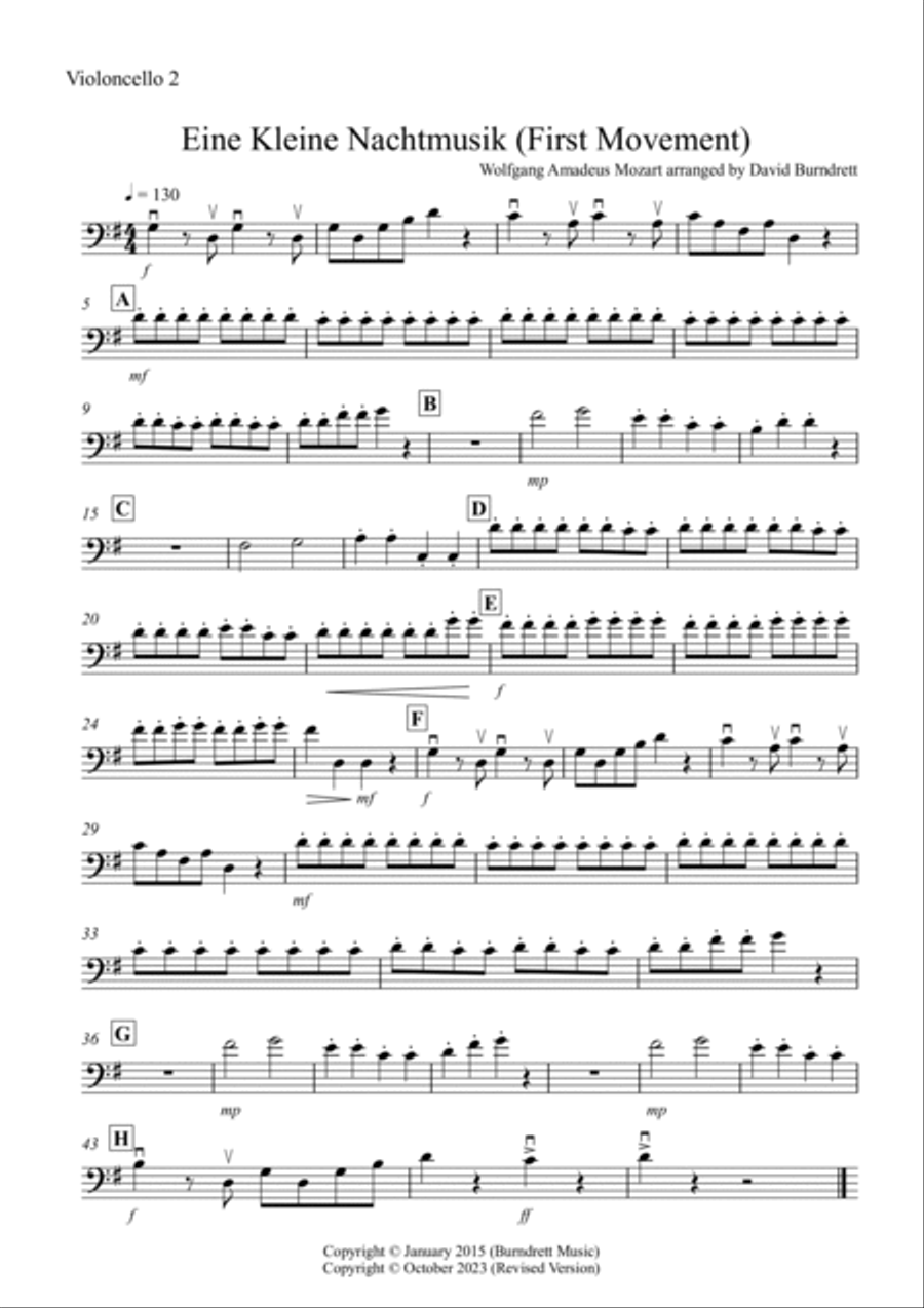 Eine Kleine Nachtmusik (1st movement) for Cello Quartet Cello Solo scores gallery preview page 5