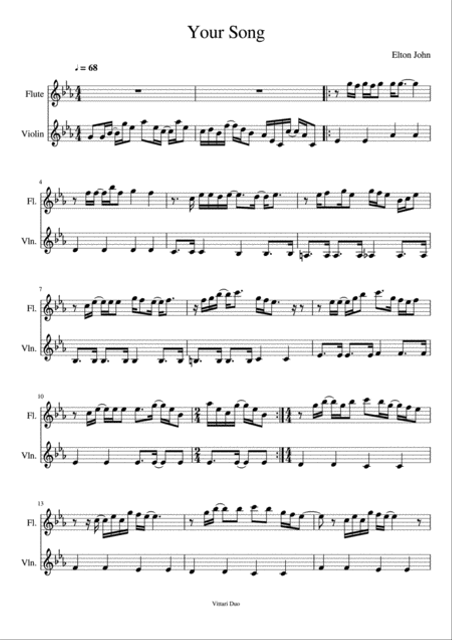 Your Song Flute scores gallery preview page 1