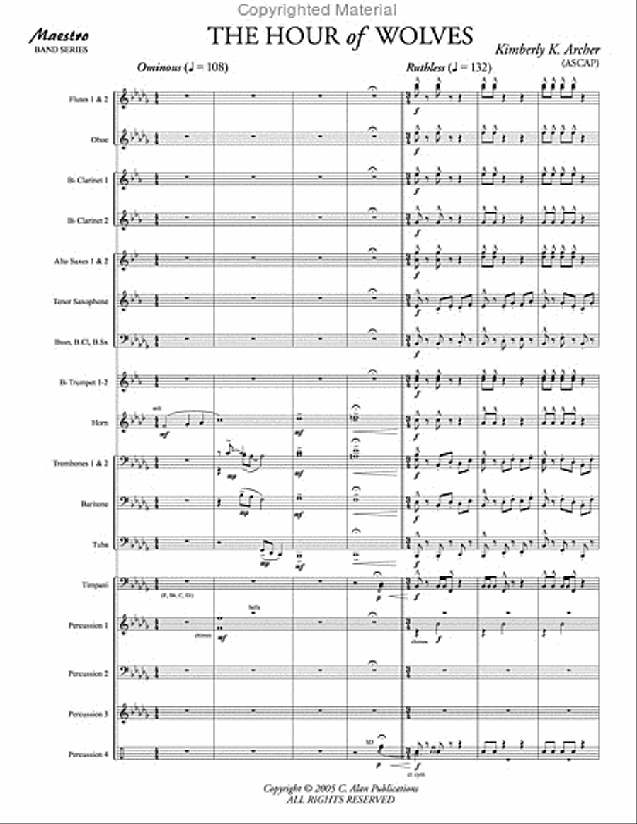 The Hour of Wolves Concert Band scores gallery preview page 2