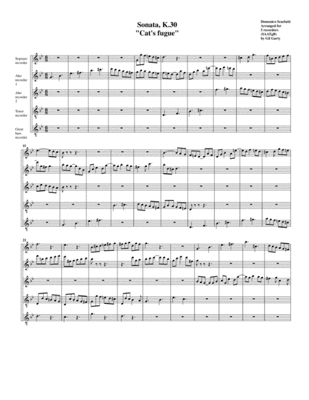 Sonata K.30 "Cat fugue" (arrangement for 5 recorders)