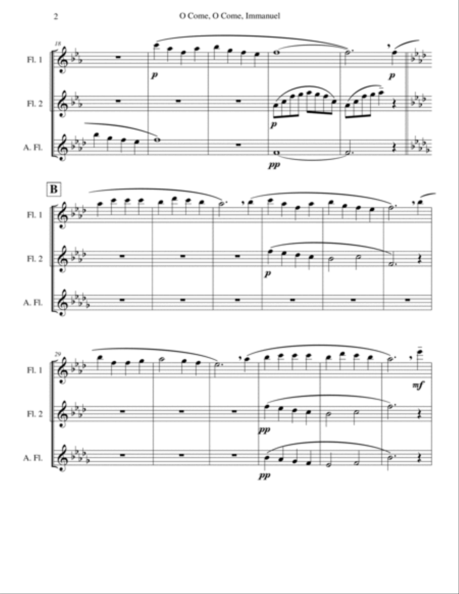 O Come, O Come, Immanuel (Emmanuel) - Flute Trio Flute Trio scores gallery preview page 2