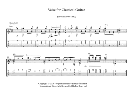 Valse for Classical Guitar solo image number null