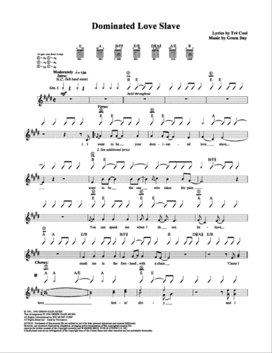 Dominated Love Slave Electric Guitar scores gallery preview page 1