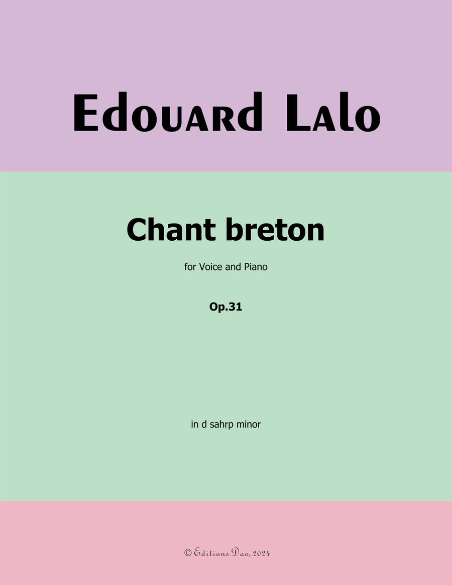 Chant breton, by Edouard Lalo, in d sharp minor Piano, Vocal scores gallery preview page 1