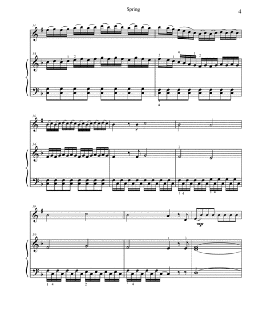 Classical Duets for Clarinet & Piano: 4 Selections from Vivaldi's Four Seasons Woodwind Duet scores gallery preview page 4