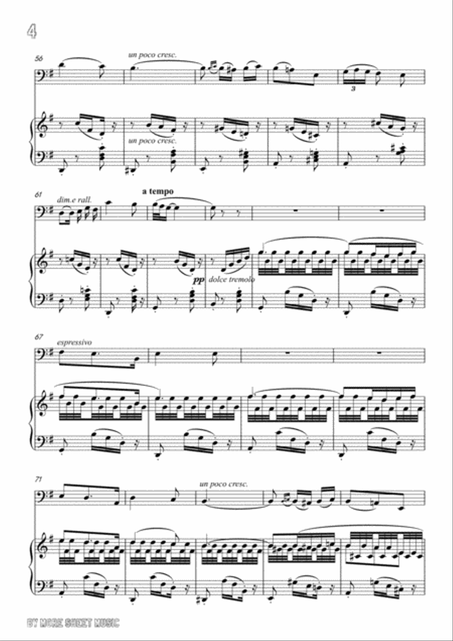Drigo-Serenata,for Cello and Piano,for Voice and Piano Voice Solo scores gallery preview page 6