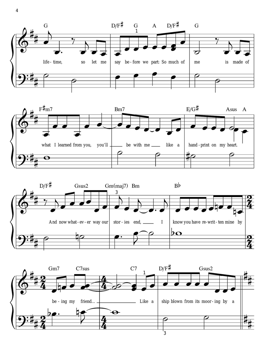 For Good (from Wicked) Easy Piano scores gallery preview page 4