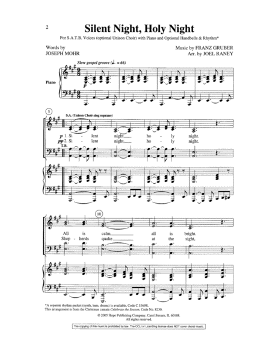 Silent Night, Holy Night Choir scores gallery preview page 2