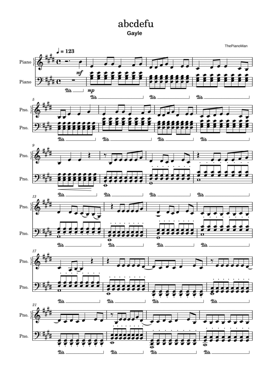 Abcdefu Piano Solo scores gallery preview page 1