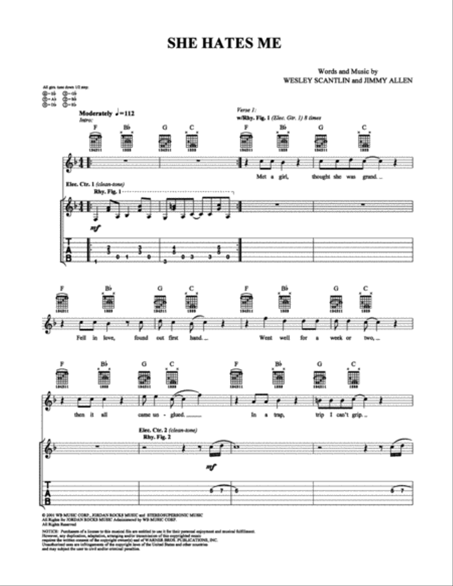 She Hates Me She Hates Me Electric Guitar scores gallery preview page 1