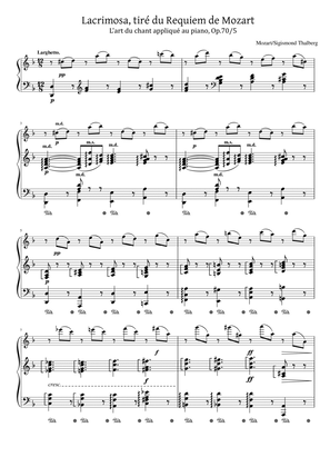 Lacrimosa - from the requiem by mozart - (arr. by Thalberg) - Original For Piano