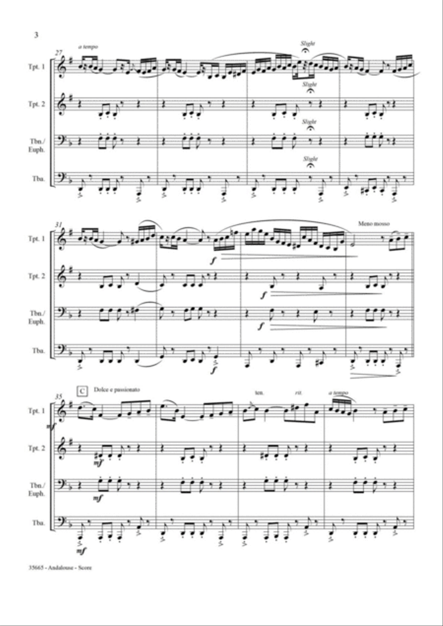ANDALOUSE – BRASS QUARTET Brass Quartet scores gallery preview page 4