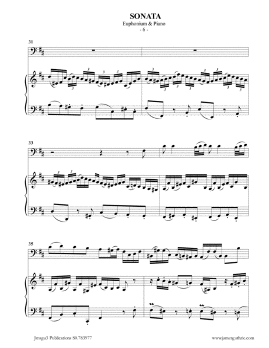 BACH: Sonata BWV 1030 for Euphonium & Piano Brass Duet scores gallery preview page 6