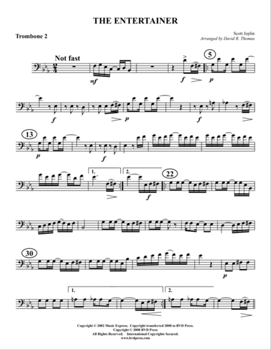 The Entertainer Trombone Quartet scores gallery preview page 6