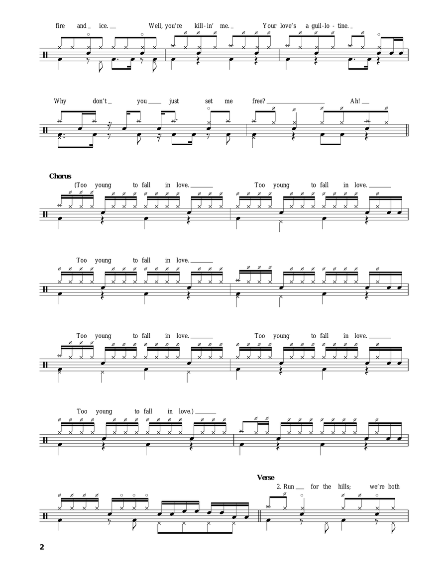 Too Young To Fall In Love Drum Set scores gallery preview page 2