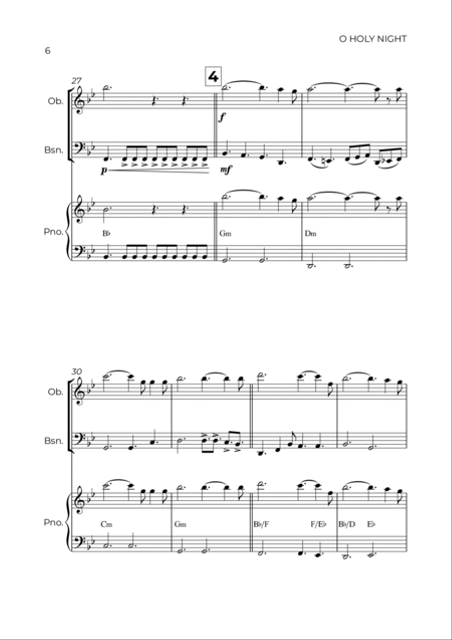 O Holy Night Woodwind Duet scores gallery preview page 6