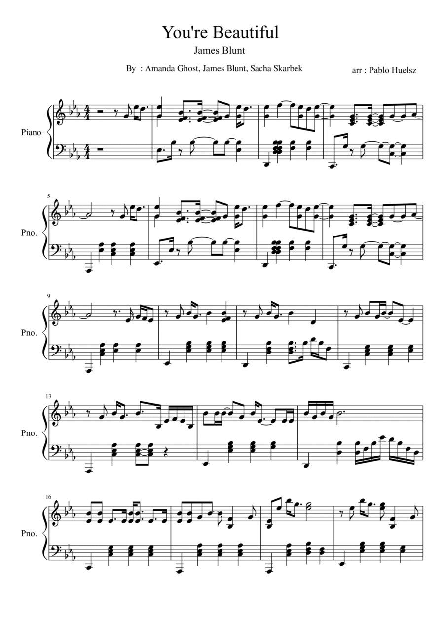 You're Beautiful Piano Solo scores gallery preview page 1
