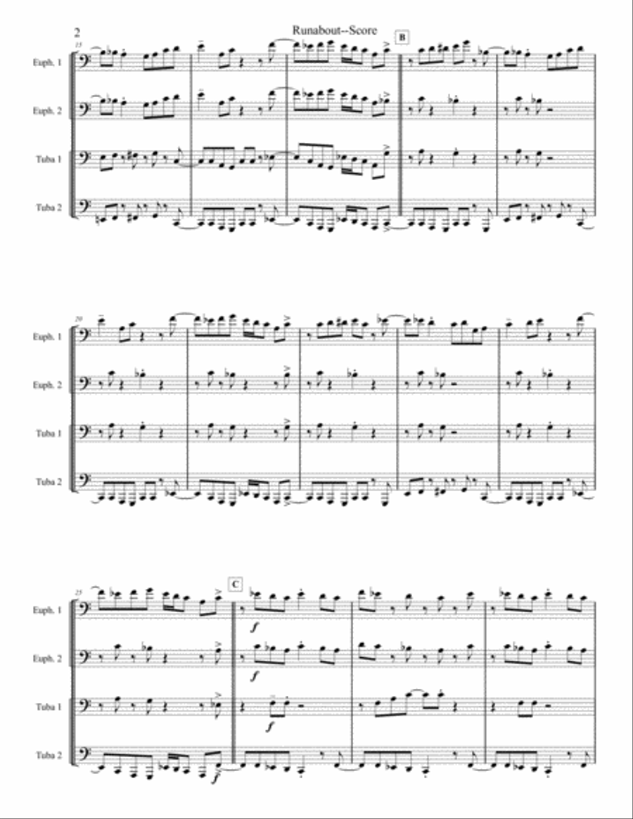 Runabout - Tuba/Euphonium Quartet Brass Ensemble scores gallery preview page 2