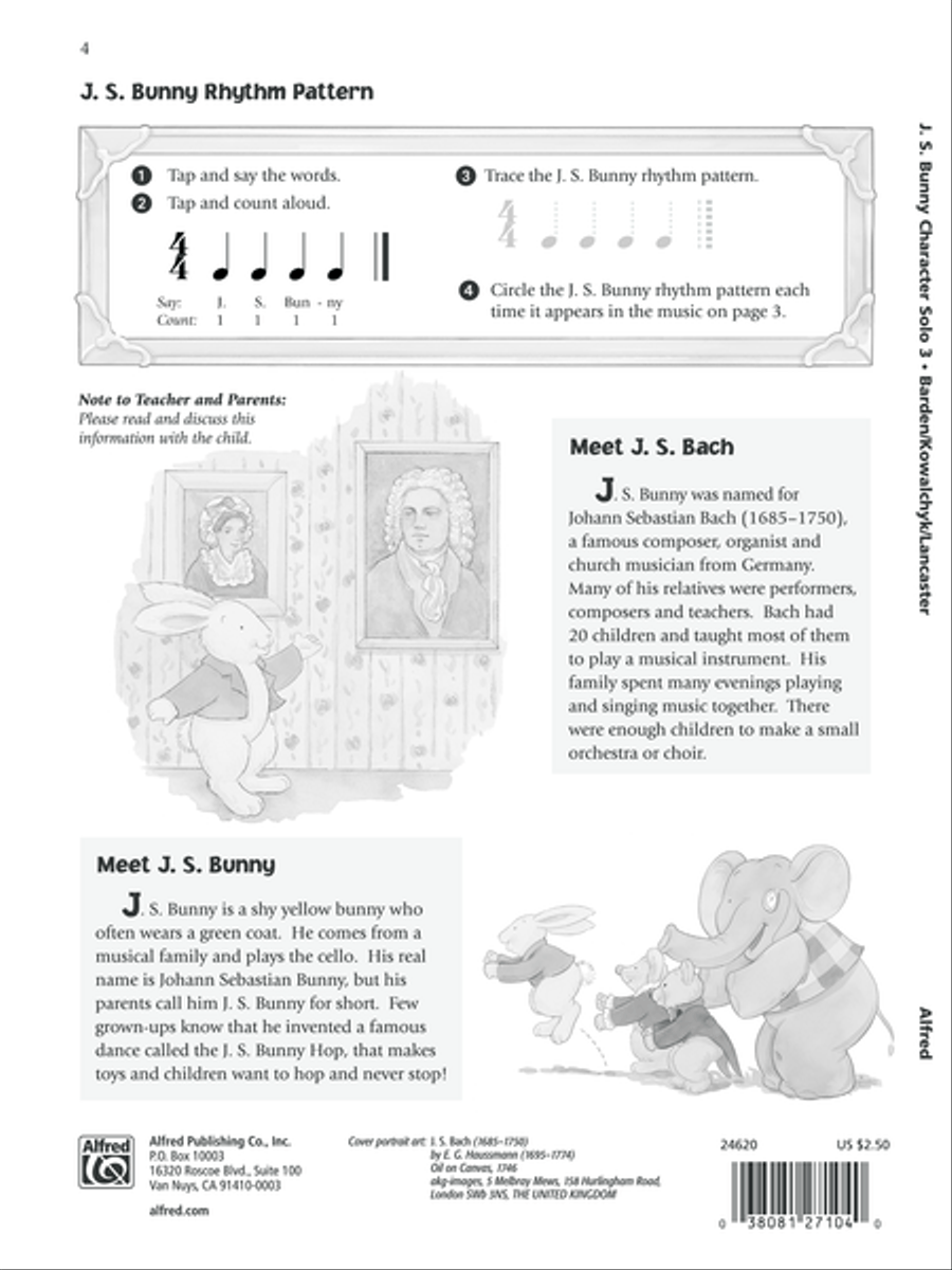 Music for Little Mozarts: Character Solo -- J. S. Bunny, Level 3 Piano Method scores gallery preview page 2